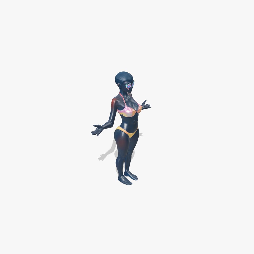 Mystic Neon Bikini D Character Model with PBR Textures
